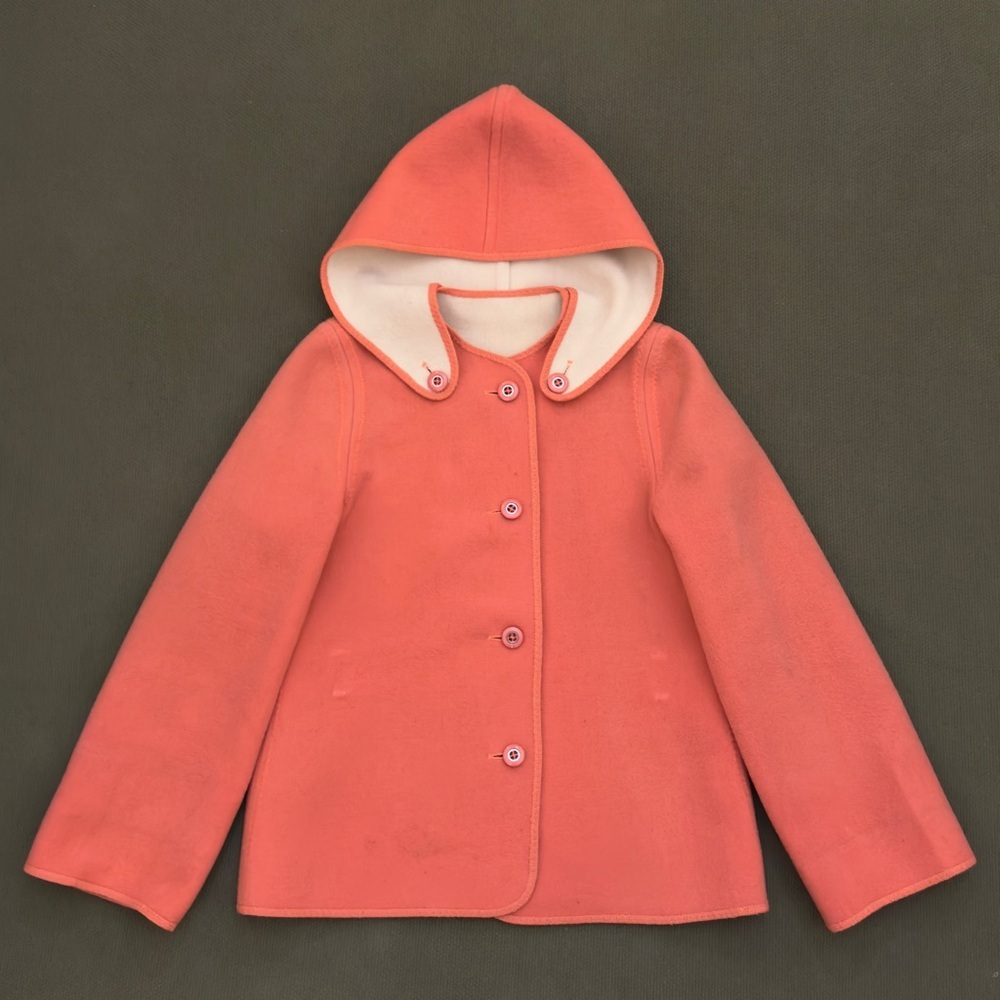 Coral Hooded Women's Coat - Classic Button Front
